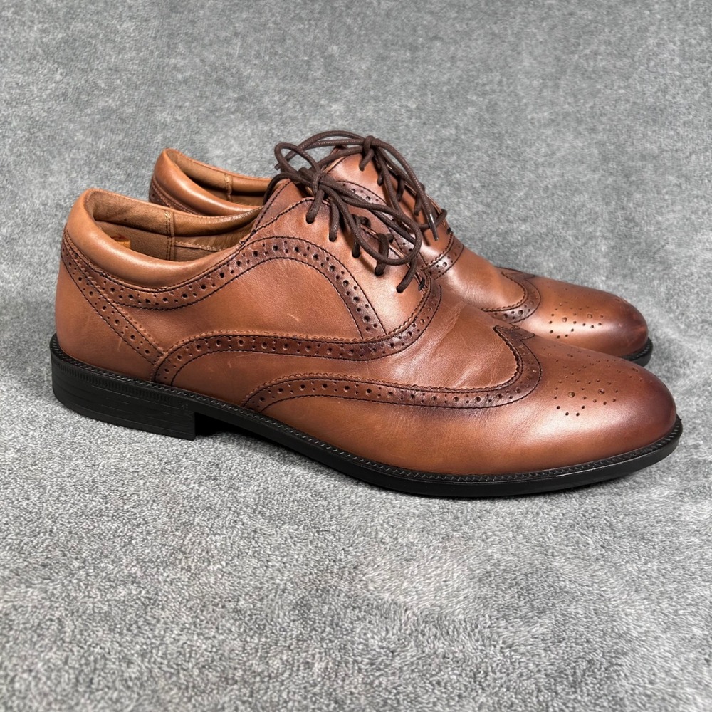 GH Bass Wingtip Oxford Dress Shoes Flex Step Tan Brown Leather Mens 13M